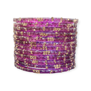 Stone Stud Fancy Glass Bangles, Pack of 12 Pieces, Wine Color