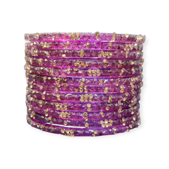 Stone Stud Fancy Glass Bangles, Pack of 12 Pieces, Wine Color 1 Stone Stud Fancy Glass Bangles, Pack of 12 Pieces, Wine Color