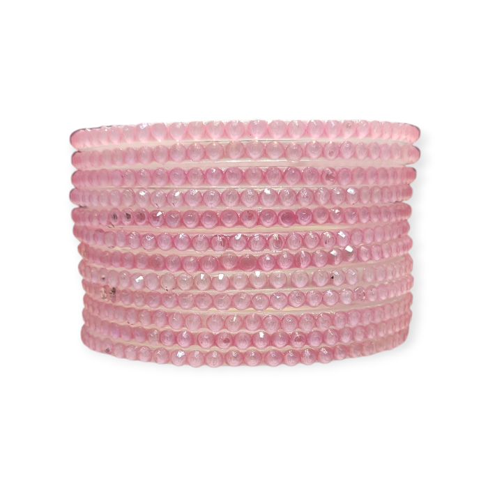 Jelly Stone Stud Fancy Glass Bangles, Pack of 12 Pieces, Baby Pink Color 1 Jelly Stone Stud Fancy Glass Bangles, Pack of 12 Pieces, Baby Pink Color