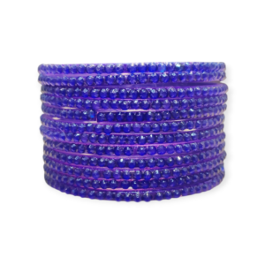 Jelly Stone Stud Fancy Glass Bangles, Pack of 12 Pieces, Blue Color