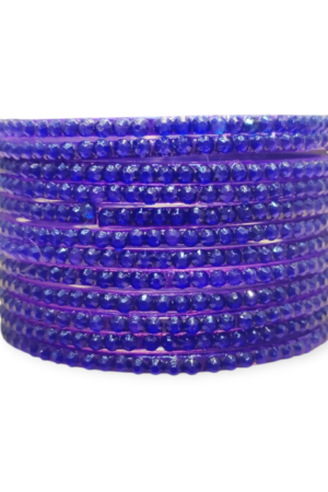 Jelly Stone Stud Fancy Glass Bangles, Pack of 12 Pieces, Blue Color