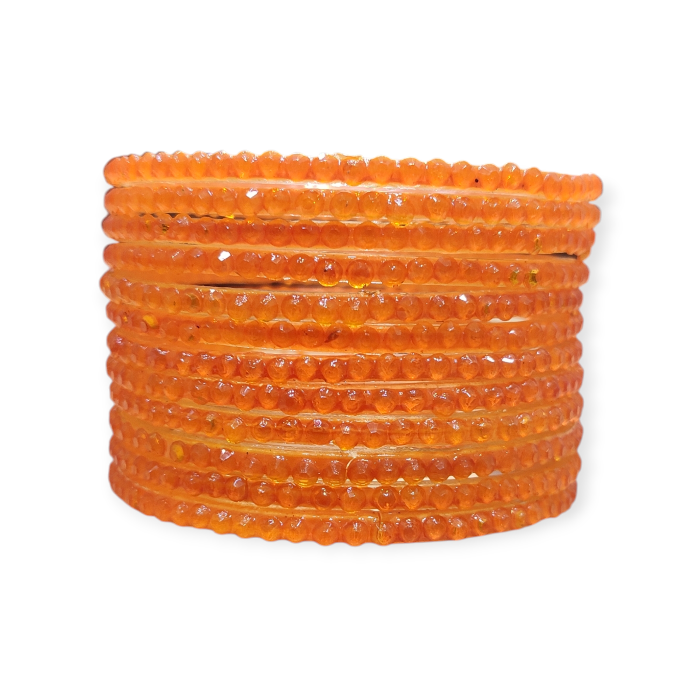 Jelly Stone Stud Fancy Glass Bangles, Pack of 12 Pieces, Haldi Color 1 Jelly Stone Stud Fancy Glass Bangles, Pack of 12 Pieces, Haldi Color
