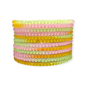 Jelly Stone Stud Fancy Glass Bangles, Pack of 12 Pieces, Light Multi Color