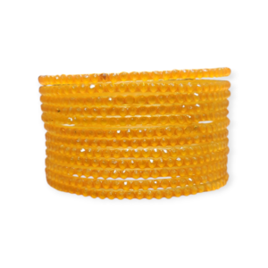 Jelly Stone Stud Fancy Glass Bangles, Pack of 12 Pieces, Mango Color