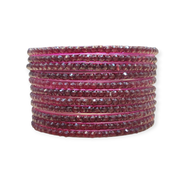 Jelly Stone Stud Fancy Glass Bangles, Pack of 12 Pieces, Maroon Color 1 Jelly Stone Stud Fancy Glass Bangles, Pack of 12 Pieces, Maroon Color