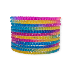 Jelly Stone Stud Fancy Glass Bangles, Pack of 12 Pieces, Multi Color