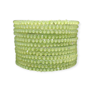 Jelly Stone Stud Fancy Glass Bangles, Pack of 12 Pieces, Pista Color