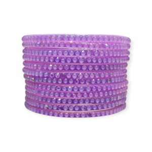 Jelly Stone Stud Fancy Glass Bangles, Pack of 12 Pieces, Purple Color