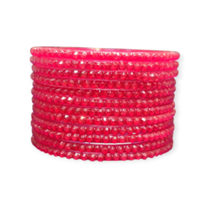 Jelly Stone Stud Fancy Glass Bangles, Pack of 12 Pieces, Red Color