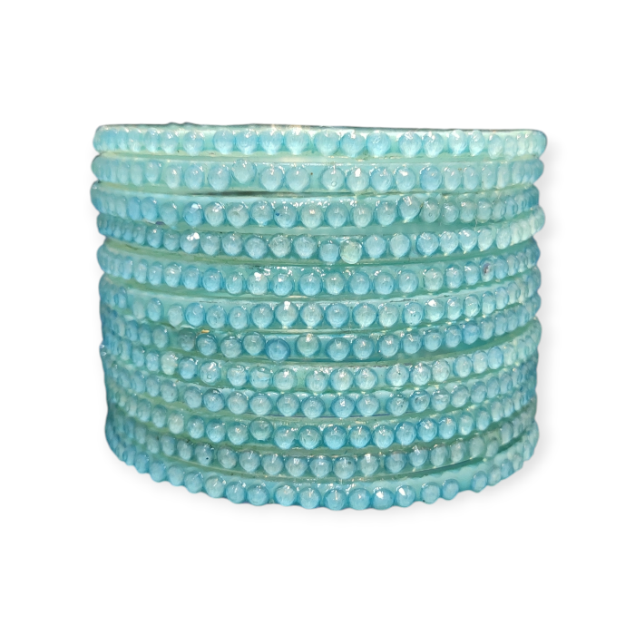 Jelly Stone Stud Fancy Glass Bangles, Pack of 12 Pieces, Surf Color 1 Jelly Stone Stud Fancy Glass Bangles, Pack of 12 Pieces, Surf Color