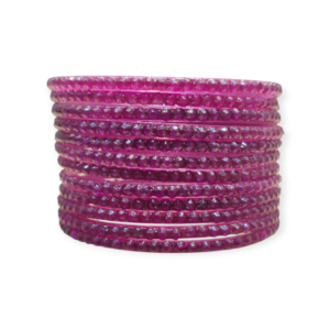 Jelly Stone Stud Fancy Glass Bangles, Pack of 12 Pieces, Wine Color