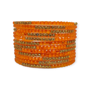 Jelly Stone Stud Fancy Glass Bangles, Pack of 12 Pieces, Haldi Color