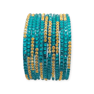 Jelly Stone Stud Fancy Glass Bangles, Pack of 12 Pieces, Radium Color