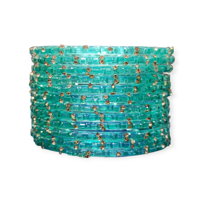 Fancy Stone Stud Fancy Glass Bangles, Pack of 12 Pieces, Santro Color 2 Fancy Stone Stud Fancy Glass Bangles, Pack of 12 Pieces, Santro Color - Image 2