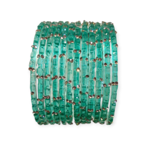 Fancy Stone Stud Fancy Glass Bangles, Pack of 12 Pieces, Santro Color