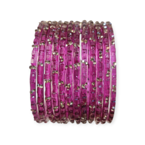 Fancy Stone Stud Fancy Glass Bangles, Pack of 12 Pieces, Wine Color