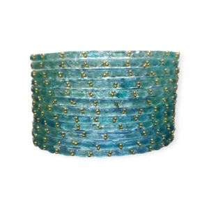 Fancy Stone Stud Raindrop Glass Bangles, Pack of 12 Pieces, Santro Color