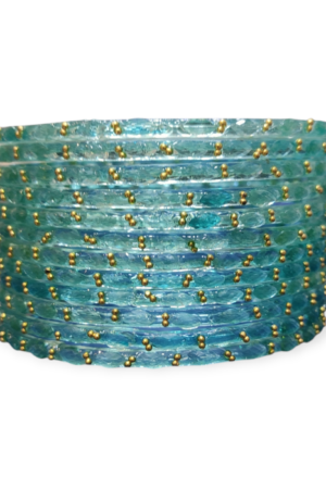 Fancy Stone Stud Raindrop Glass Bangles, Pack of 12 Pieces, Santro Color