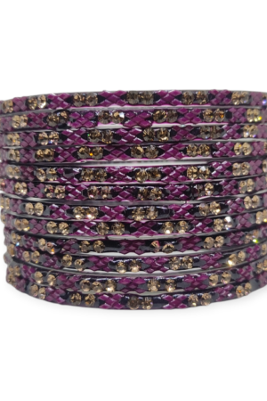 Fancy Stone Stud Glass Bangles, Pack of 12 Pieces, Wine Color