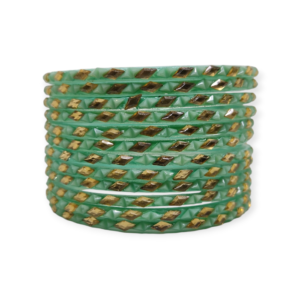 Fancy Beads Stud Glass Bangles, Pack of 12 Pieces, Santro Color