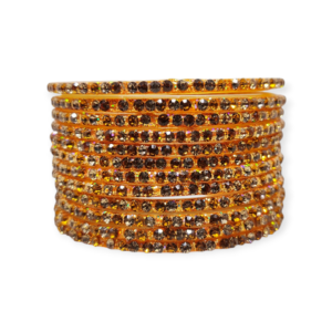 Fancy Stone Stud Glass Bangles, Pack of 12 Pieces, Haldi Color