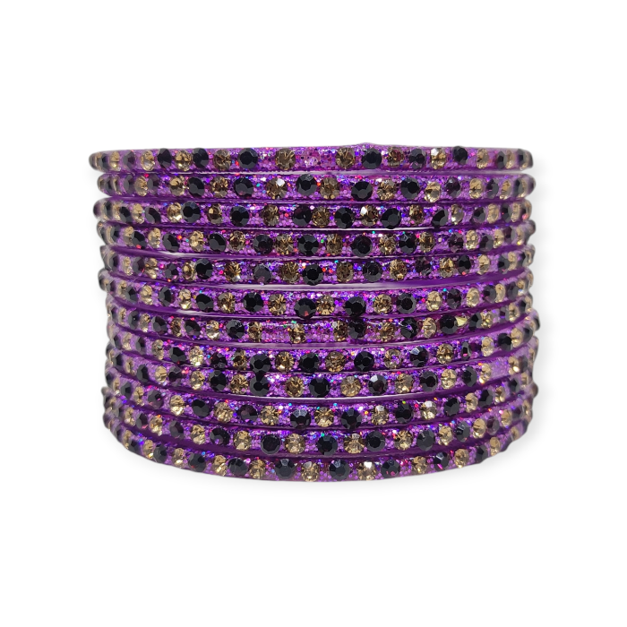 Fancy Stone Stud Glass Bangles, Pack of 12 Pieces, Jamni Color 1 Fancy Stone Stud Glass Bangles, Pack of 12 Pieces, Jamni Color