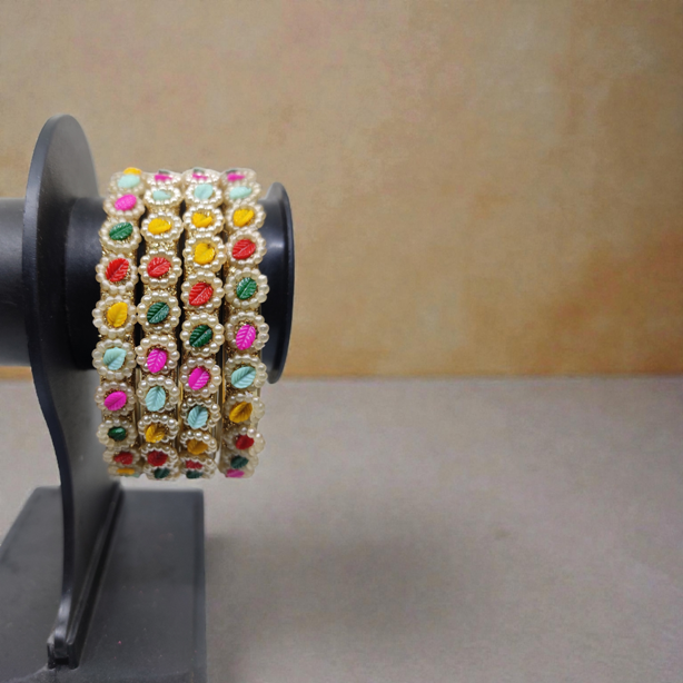 Fancy Beads Stud Glass Kangan, Pack of 4 Pieces, Multi Color 2 Fancy Beads Stud Glass Kangan, Pack of 4 Pieces, Multi Color - Image 2