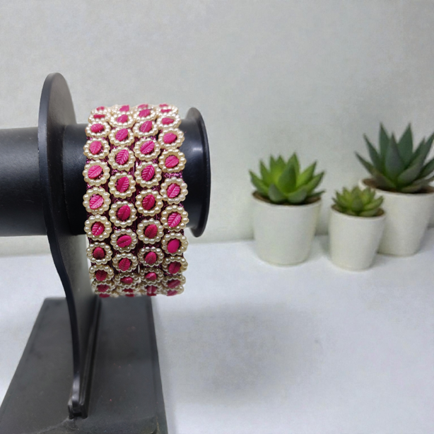 Fancy Beads Stud Glass Kangan, Pack of 4 Pieces, Strawberry Color 2 Fancy Beads Stud Glass Kangan, Pack of 4 Pieces, Strawberry Color - Image 2