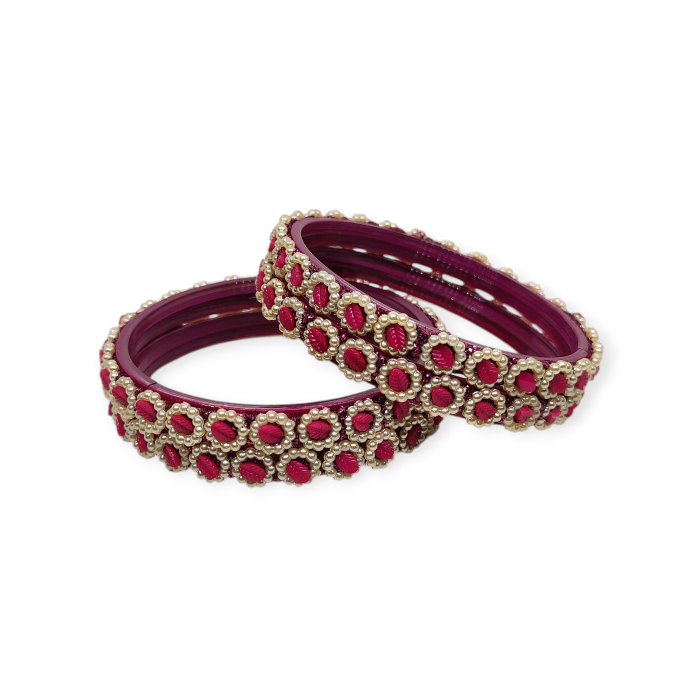 Fancy Beads Stud Glass Kangan, Pack of 4 Pieces, Strawberry Color 1 Fancy Beads Stud Glass Kangan, Pack of 4 Pieces, Strawberry Color