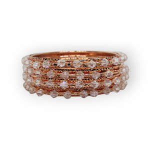 Beads Stud Metal Bangle/Kangan, Set of 4 Pieces, Rose Gold Tone