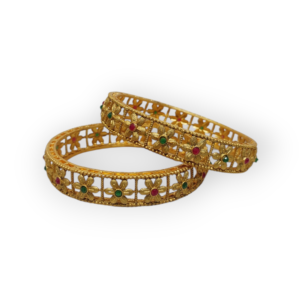 Mazak Metal Bangle/Kangan, Pack of 1 Pair (2 Pieces), Gold Tone