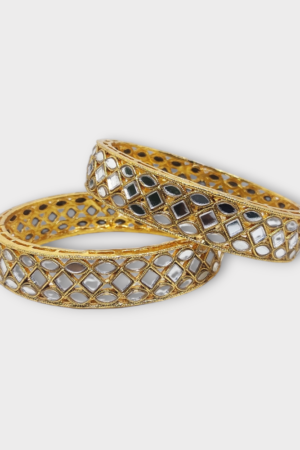 Mazak Metal Bangle/Kangan, Pack of 1 Pair (2 Pieces), Gold Tone