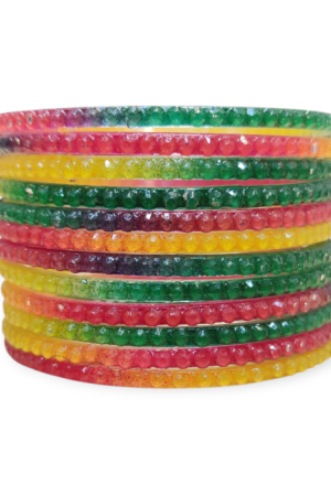 Jelly Stone Stud Fancy Glass Bangles, Pack of 12 Pieces, LPH Multi Color
