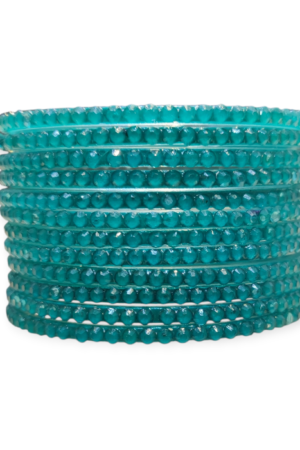 Jelly Stone Stud Fancy Glass Bangles, Pack of 12 Pieces, Radium Color