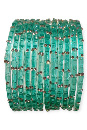 Fancy Stone Stud Fancy Glass Bangles, Pack of 12 Pieces, Santro Color