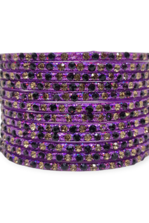 Fancy Stone Stud Glass Bangles, Pack of 12 Pieces, Jamni Color
