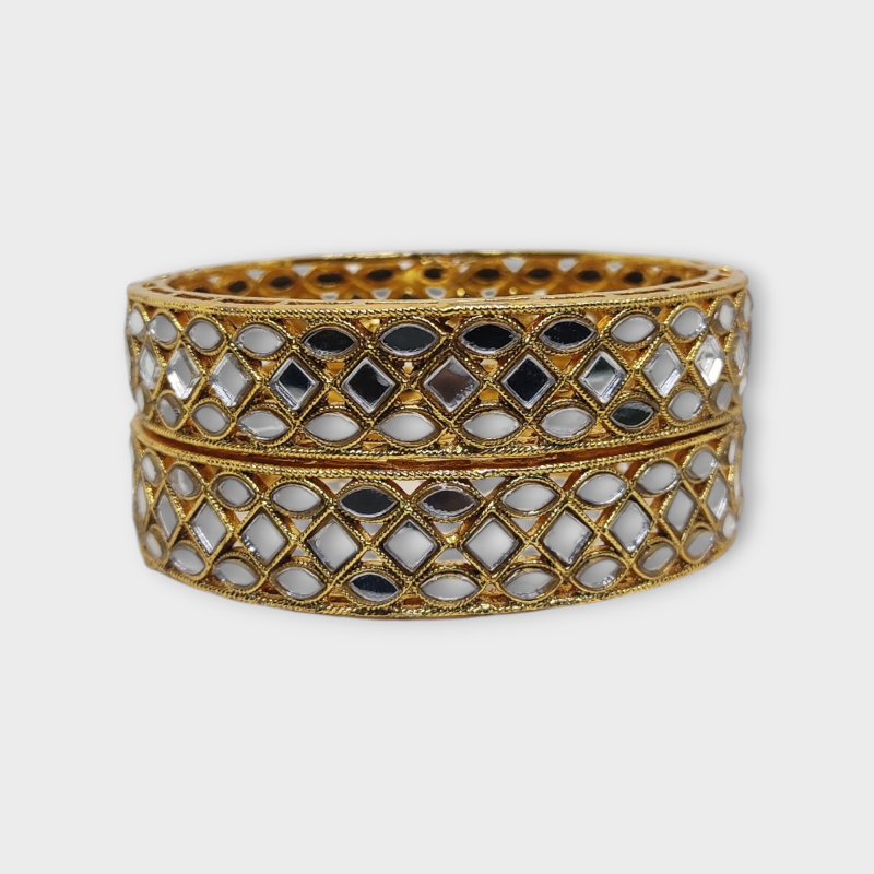 Mazak Metal Bangle/Kangan, Pack of 1 Pair (2 Pieces), Gold Tone - Image 4