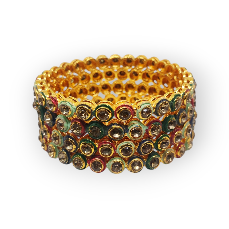 Mazak Metal Bangle/Kangan, Pack of 4 Pieces, Gold Tone, Multi Color - Image 2