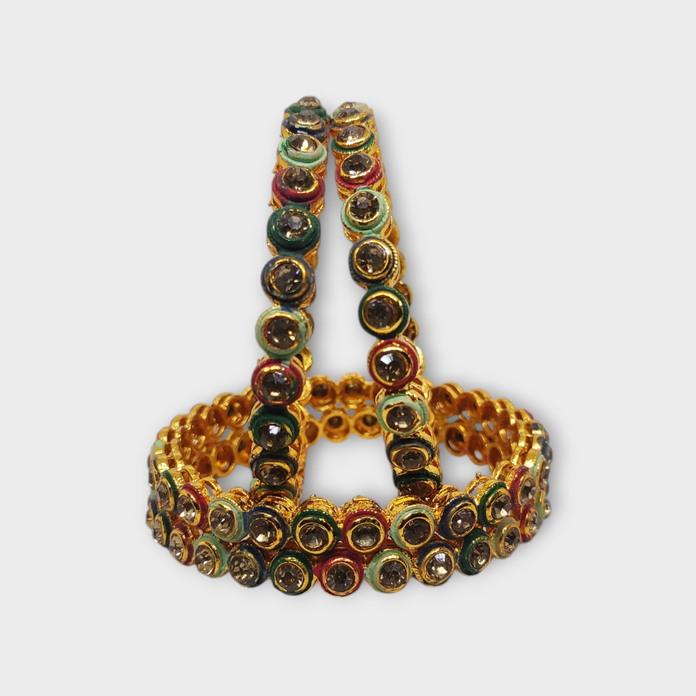 Mazak Metal Bangle/Kangan, Pack of 4 Pieces, Gold Tone, Multi Color - Image 3