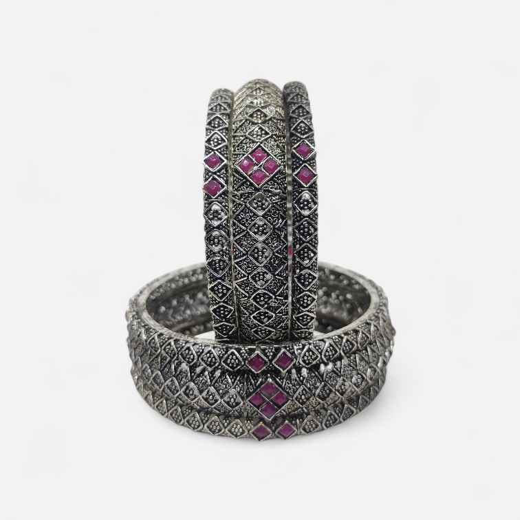 Mazak Metal Bangle/Kangan, Pack of 6 Pieces, Oxidized Silver Tone - Image 2